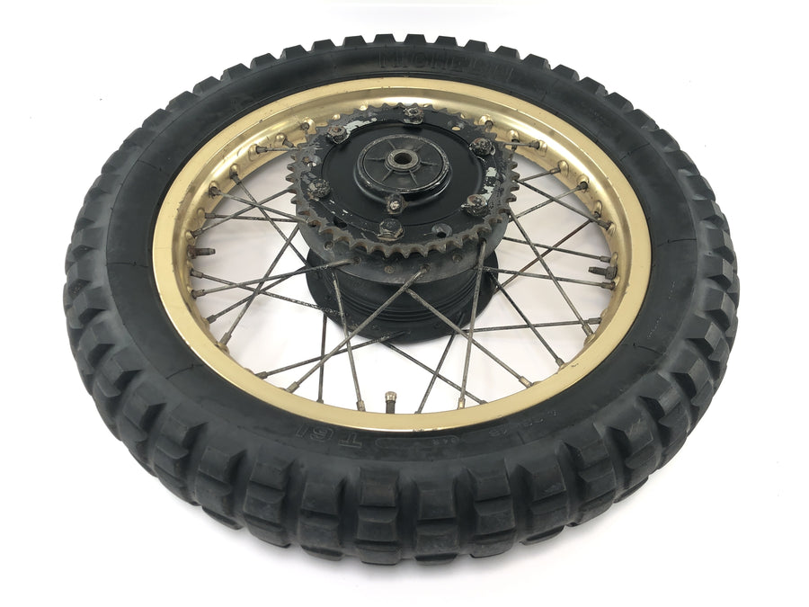 Yamaha XT 500 1U6 [1981] - Rear wheel rim gold spoke wheel 1.85 x 18" with drum brake