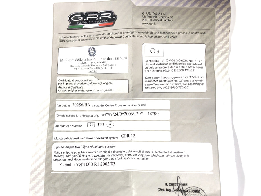 Yamaha YZF R1 RN09 [2003] - exhaust defined silencer G.P.R.