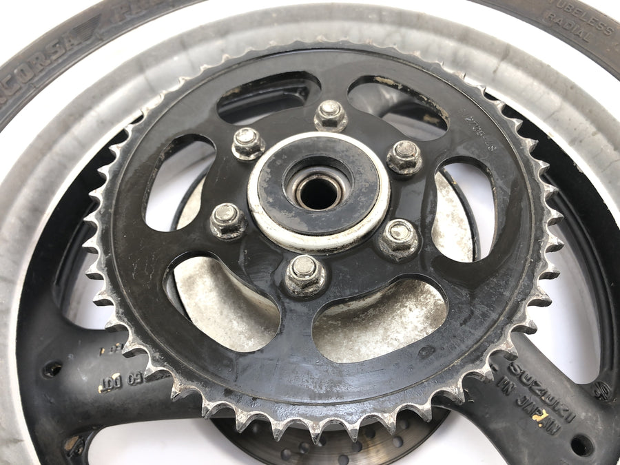 Suzuki GSX R 1100 GV73B [1990] - rear wheel wheel rim at the back with brake disc and chain wheel