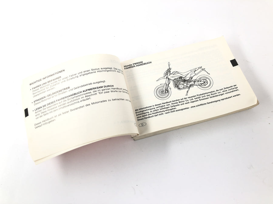 Honda FMX 650 RD12 [2006] - Driver's Manual User Manual User Manual