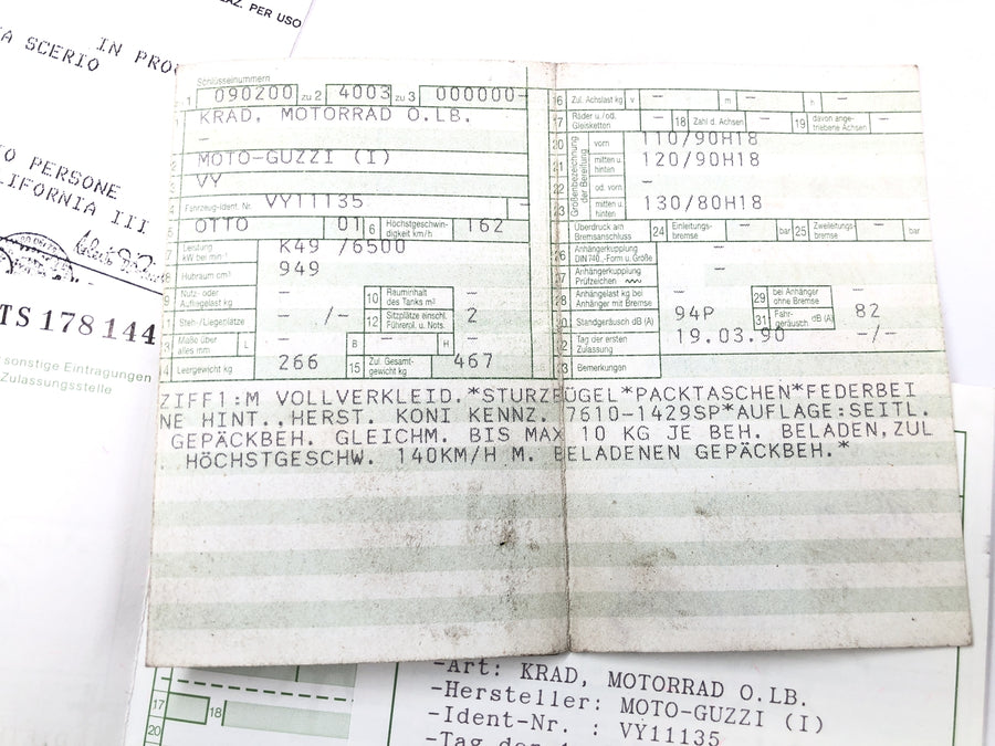 Moto Guzzi California III VY Integrale [1990] - Frame with papers