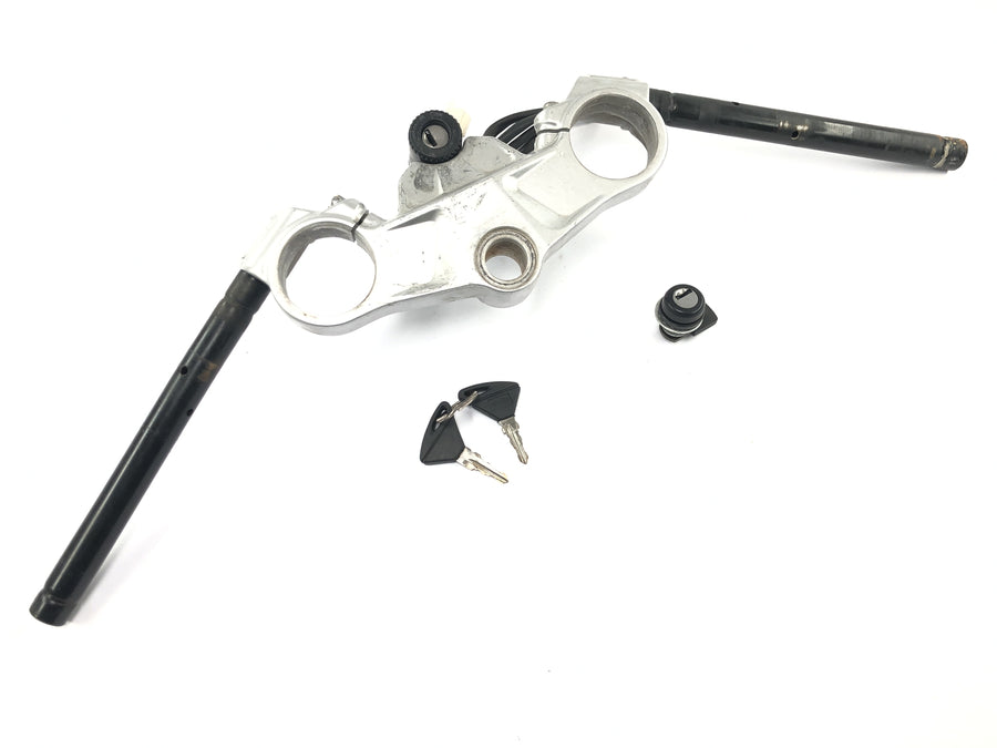 Aprilia RS 125 TW [2017] - top fork bridge with handlebar stub ignition lock and seat lock