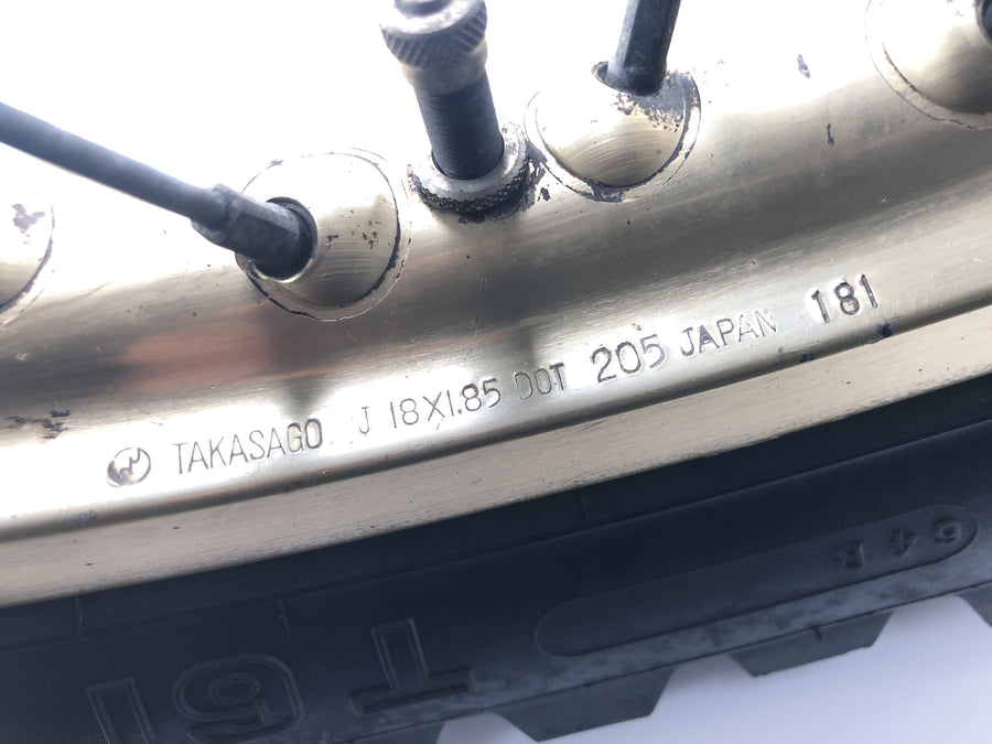Yamaha XT 500 1U6 [1981] - Rear wheel rim gold spoke wheel 1.85 x 18" with drum brake