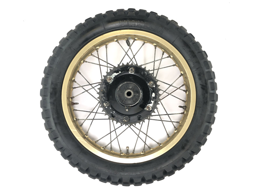 Yamaha XT 500 1U6 [1981] - Rear wheel rim gold spoke wheel 1.85 x 18" with drum brake