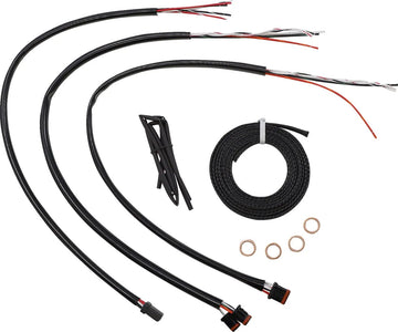 harley davidson flfb [LA CHOPPERS] - Complete Midnight Braided Handlebar Cable/Brake Line Kit - 0