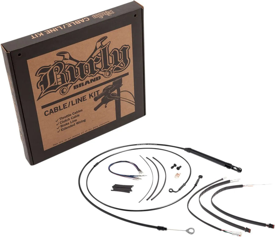 harley davidson softail street bob fxbb [BURLY BRAND] - Complete Black Vinyl Handlebar Cable/Line Kit for Ape Hangers