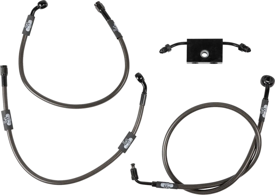 harley davidson flfb [LA CHOPPERS] – Midnight Braided Brake Line Kit