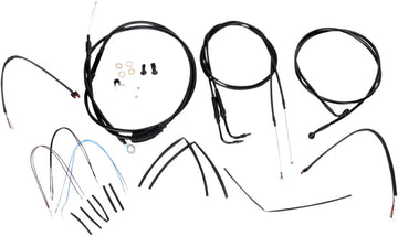 harley davidson flstc [BURLY BRAND] - Complete Black Vinyl Handlebar Cable/Line Kit for Ape Hanger