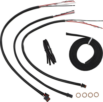 harley davidson flfb [LA CHOPPERS] - Complete Black Vinyl Braid Handlebar Cable/Brake Line Kit - 0