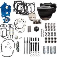 Harley-Davidson FXBB 1923 Softail Street Bob Solo 117 [2026] - 129" Power Package Motorleistungs-Kit – Oberfläche: Schwarz, Hervorgehobene Lamellen – Merkmal: Schwarze Stößelstangenrohre – Bild 3