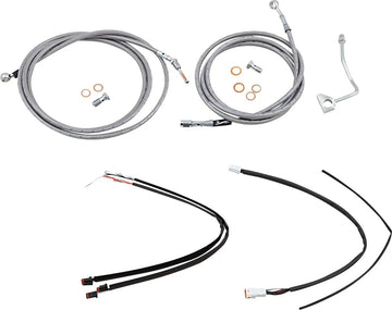 harley davidson flhrxs [BURLY BRAND] - Complete stainless steel handlebar cable/brake line kit