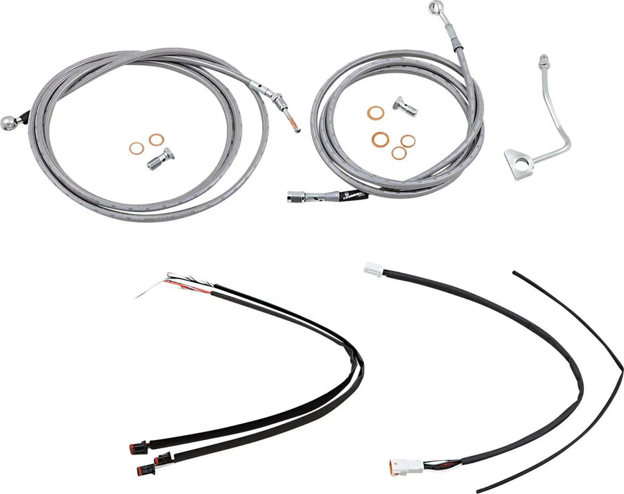 harley davidson flhrxs [BURLY BRAND] - Complete stainless steel handlebar cable/brake line kit