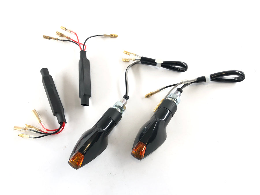 LED indicators with resistors black [with E-mark] - Yamaha Kawasaki Suzuki Ducati KTM