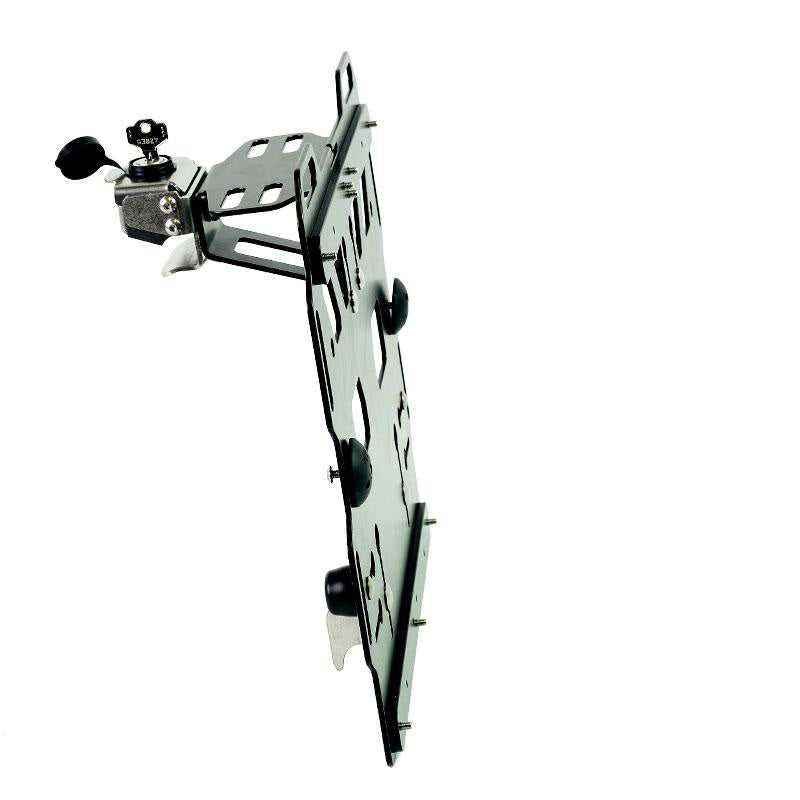 BMW R 1200 GS ADV LC [2014-2018] - Aluminiumplatte mit Edelstahl-Schnellkupplung und Schloss (Schalldämpferseite)