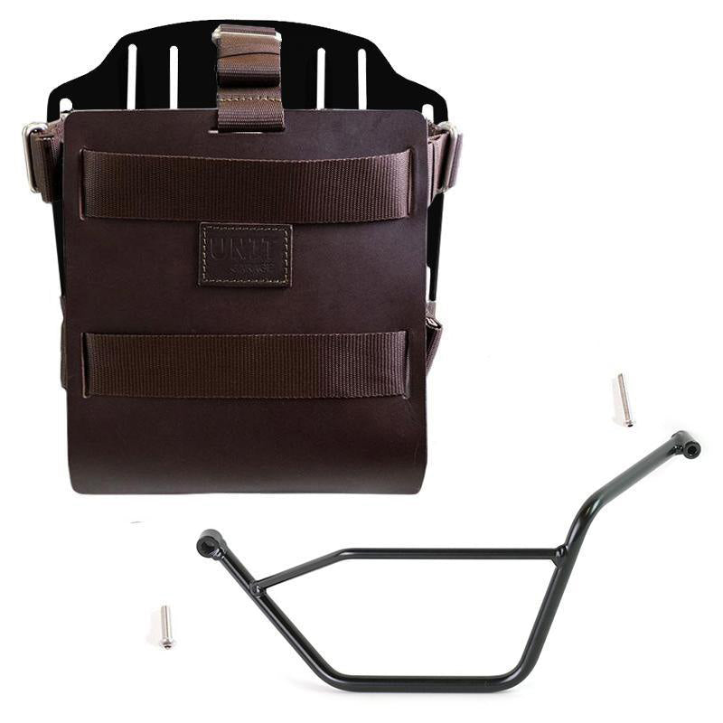 BMW R 1150 GS [1999-2004] - Aluminium-Taschenhalter mit Lederfront, Schnellkupplung + linkem Rahmen