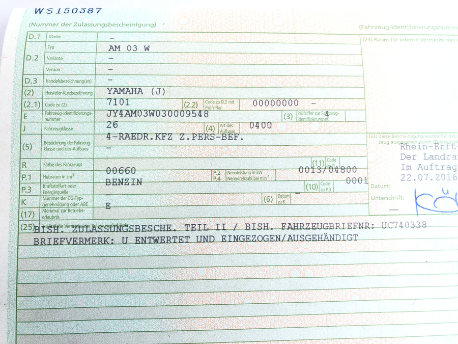 Yamaha Grizzly 660 AM03W [2003] - Frame with papers